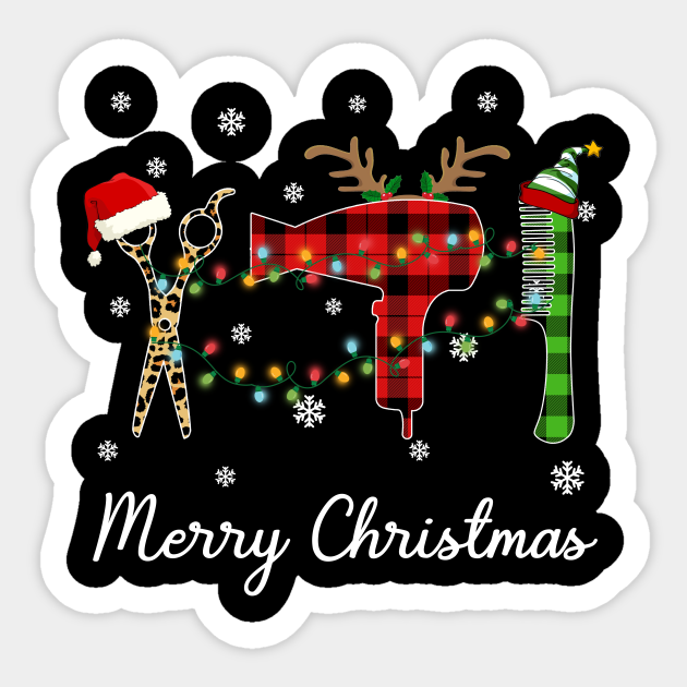 Hairdresser Merry Christmas Funny Hairdresser Sticker TeePublic